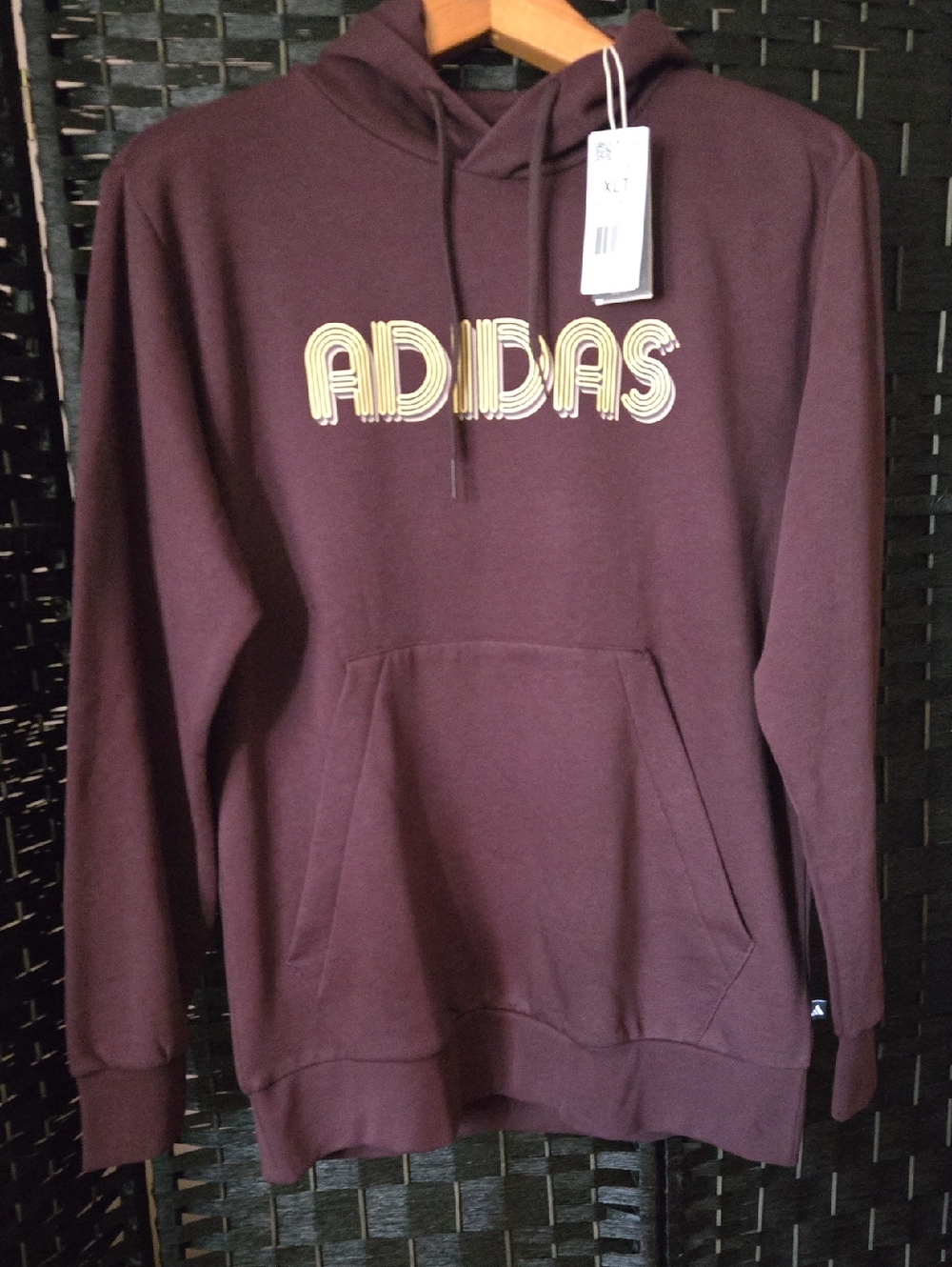 adidas Brown Pullover Hoodie with Yellow Logo Mens XLT  NWT